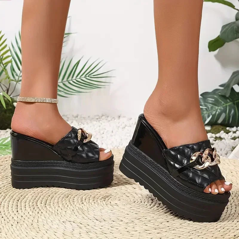 2025 New Women Wedge Sandals Casual Platform Slides Women Fashion Leisure Sandals Luxury Soft High Heels Shoes Zapatos De Mujer