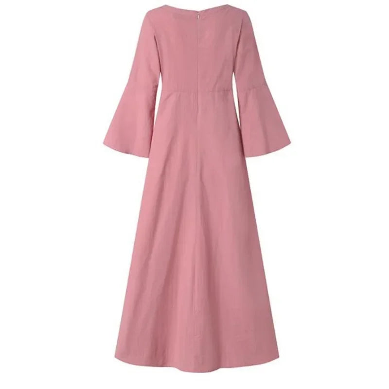 Medieval Dress Woman Costume Palace Cotton and Linen Victorian Dress Cosplay Long Maxi Dresses Kaftan Robe Black Pink Yellow