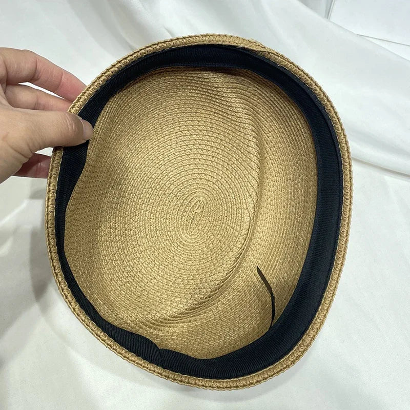 Women Vintage Straw Beret Hat Summer   Fedora Sun Cap Hostess Pillbox Hat Millinery Fascinator Base  Wedding Cocktail Party