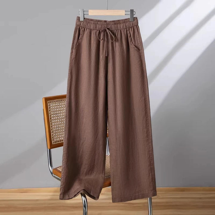 Linen Wide Leg Pants Women Summer Thin Loose Mom Small Size Big Size Casual High Waist Korean Sle Straight Tube Nine Points