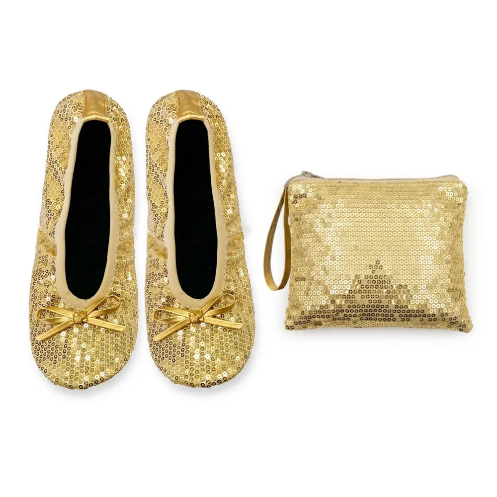 Foldable Ballet Flats Women Soft Portable Fold Up Travel Slip On Shoes Lightweight Fold Mini Flat Shoes with Carry Bag