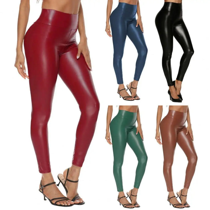 Tight-fitting Faux Leather Leggings Faux Leather Pants High Elasticity Tight Fit High Waist Long Trousers Hip Lifting Leggings