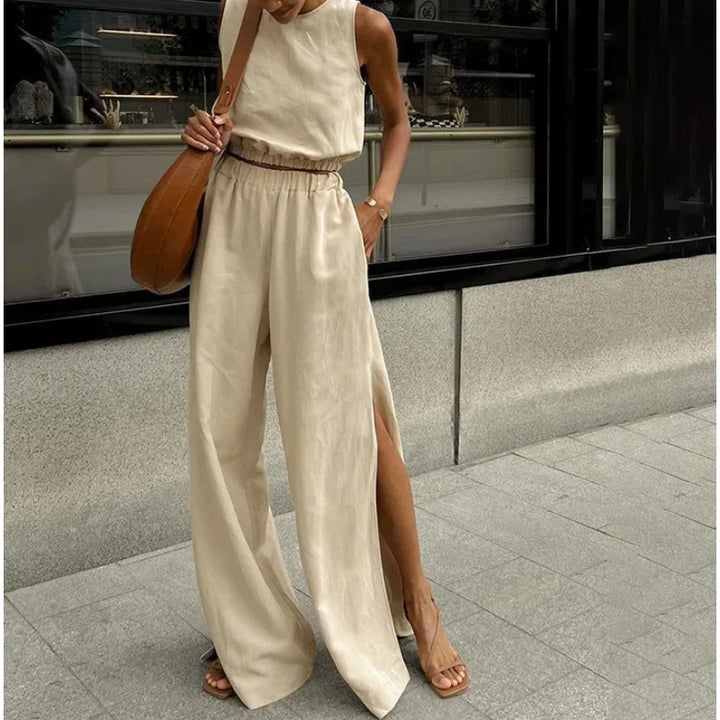 2026 New Cotton and Linen Vest Set Women&