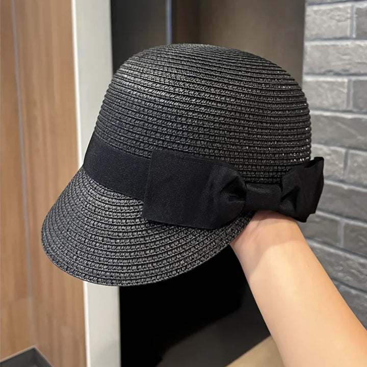 Fashion Women Straw Hat Fedora Summer Sun Protection Anti-Sunshine Horse Riding Cap Reduces Facial Age Peaked Caps