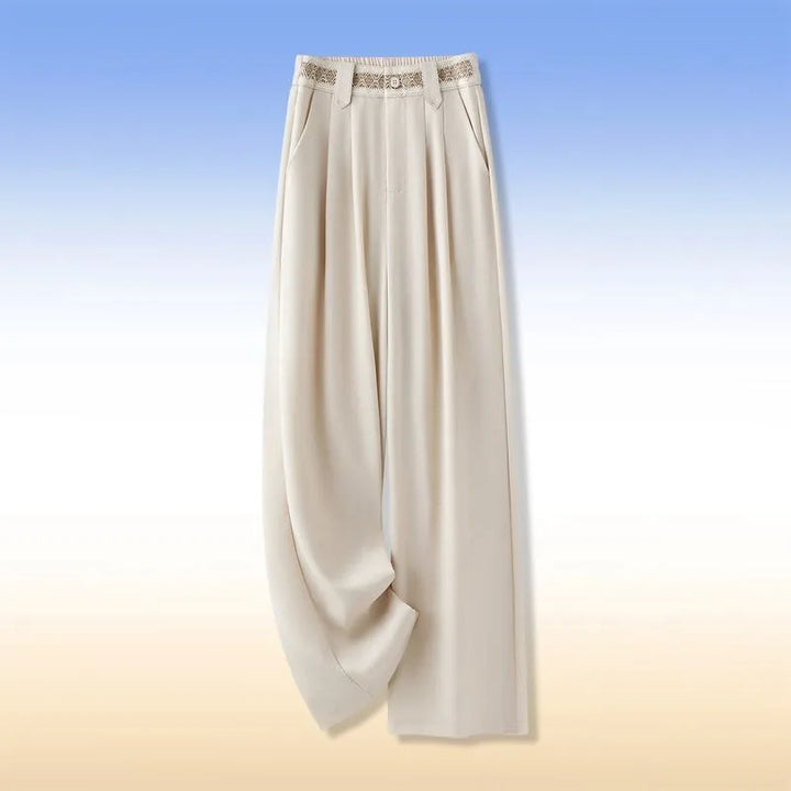 Women Linen Wide Leg Pants High Waist Narrow Straight Loose Casual Summer Trousers