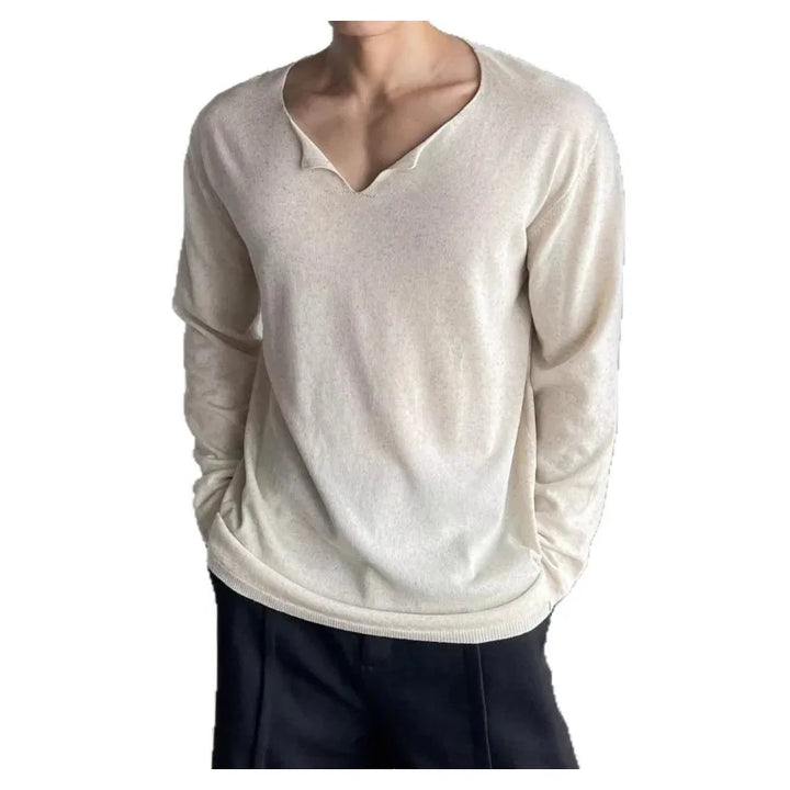 V-neck Long-sleeved T-shirt Men&