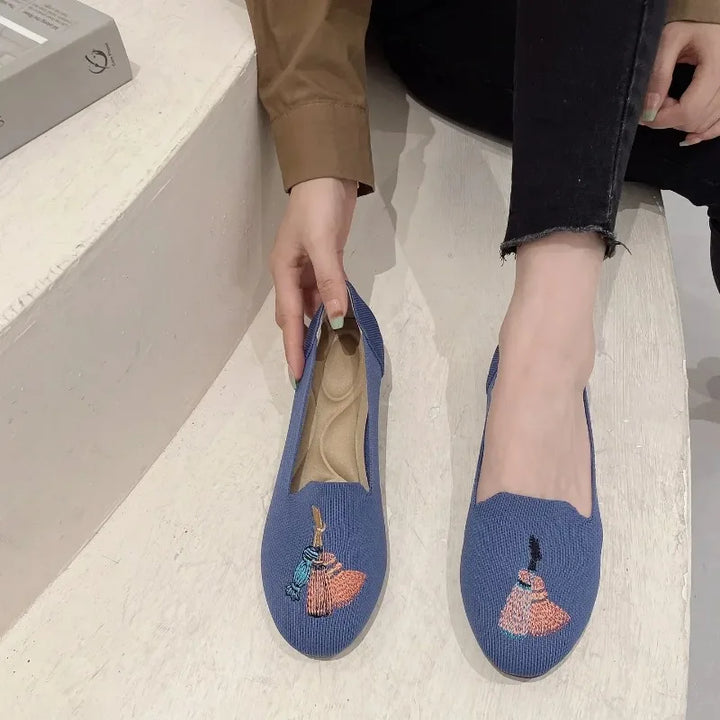 Women Flat Knitted Fashion Round Toe Women&