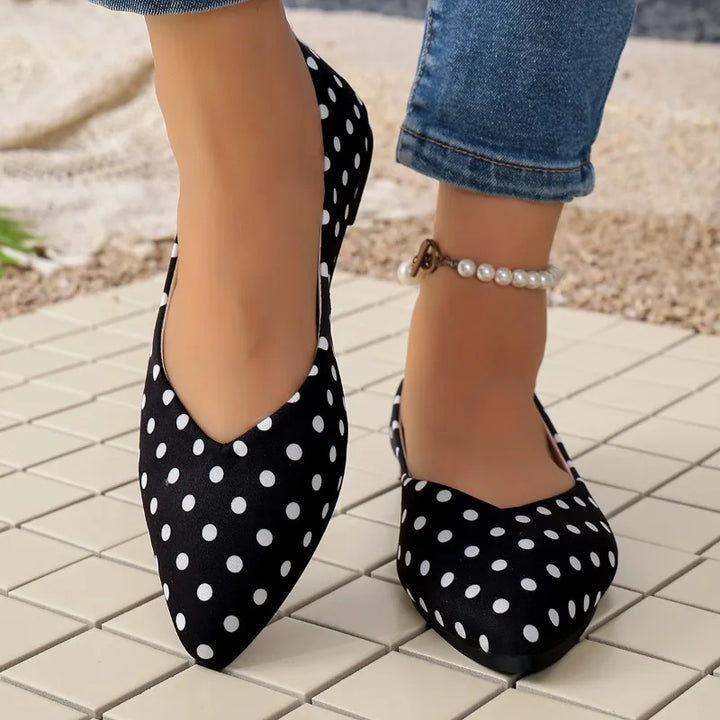 Women Loafers Polka Dot Ballet Flats Women Slip on Round Toe Casual Shoes Comfortable Sneakers Women Office Work Shoes Ladies
