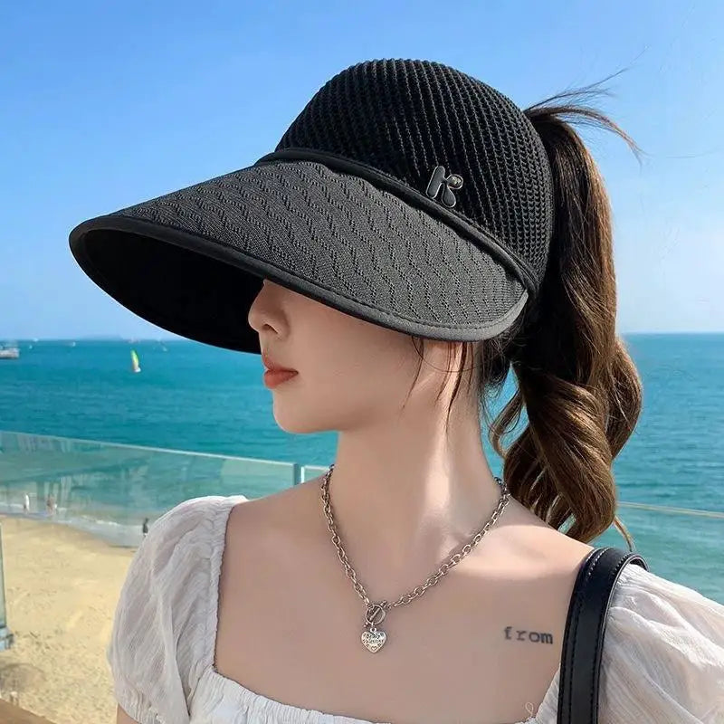 Straw Wide Brim Sun Hat Empty Top for Women UV Protection Lightweight Travel Companion for Beach Sports