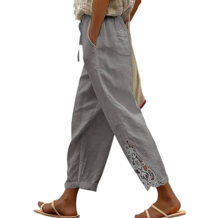 Women Pants Trousers Women’s High Waist Pants Adjustable Drawstring Waistband Trousers Loose Fit Summer Pants for Travel Work