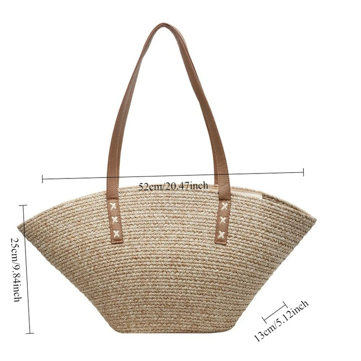 New Summer Fashion Women Top-Handle Bags Large Capacity Straw Shoulder Bag for Beach Vacation Versatile Commuting Beach Bag