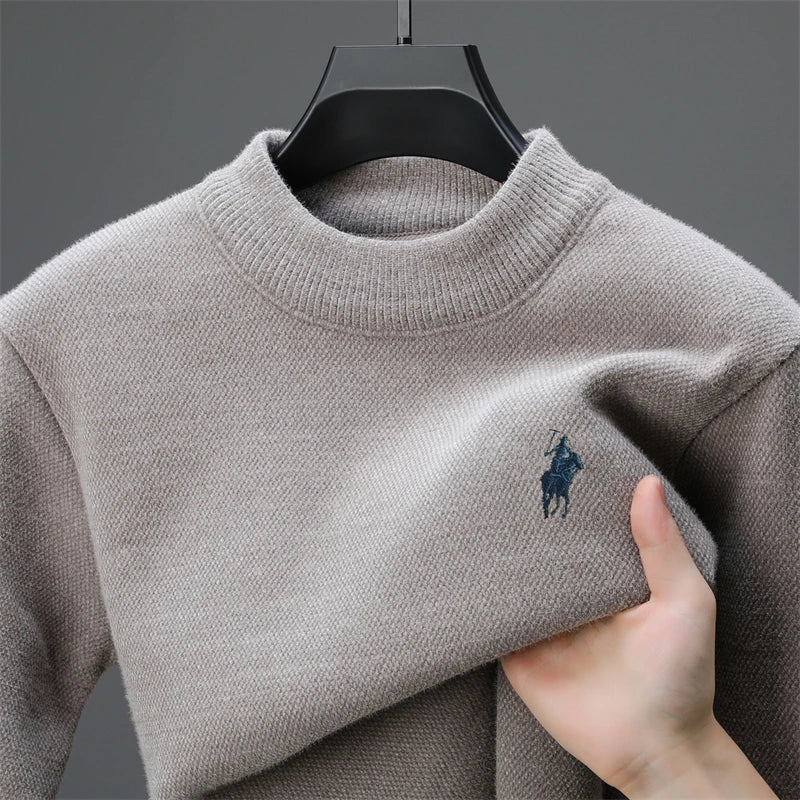 Luxury brand embroidered sweater men designer new round neck casual top winter plush thick warm knit pullover fashion men&