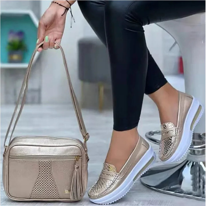 Women Sneakers Leather Fashion Wedge Breathable Zapatos De Mujer Women breathable sports shoes Platform casual shoes for Women