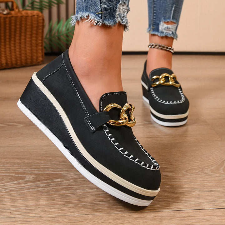 Women Platform Loafers Ladies Elegant Suede Leather Moccasins Shoes Woman Slip On Moccasin Women&