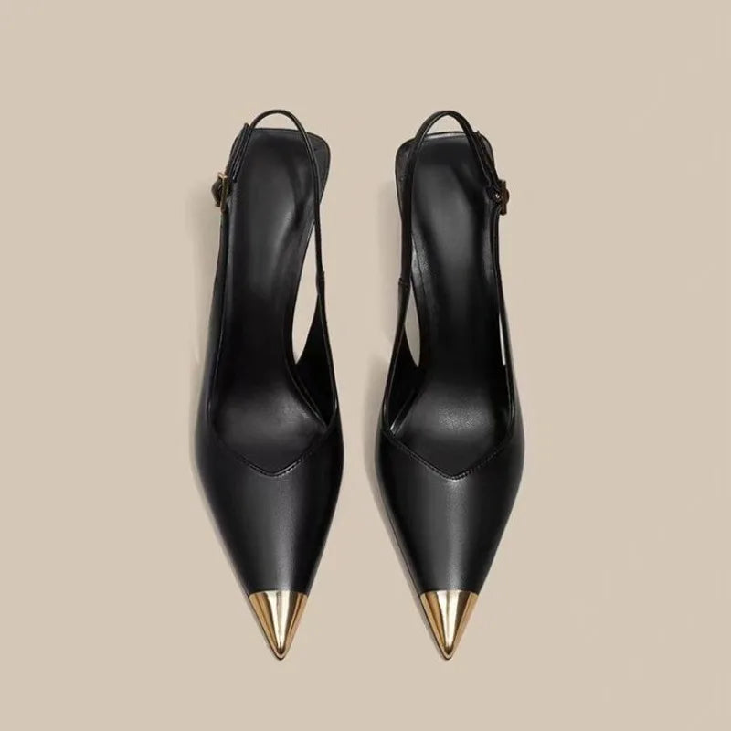 Pointed Toe High Heels Women Sandals Slingback Stilettos Shoes Sexy 2025 Summer New Woman Slippers Dress Party Brand Pumps Mujer