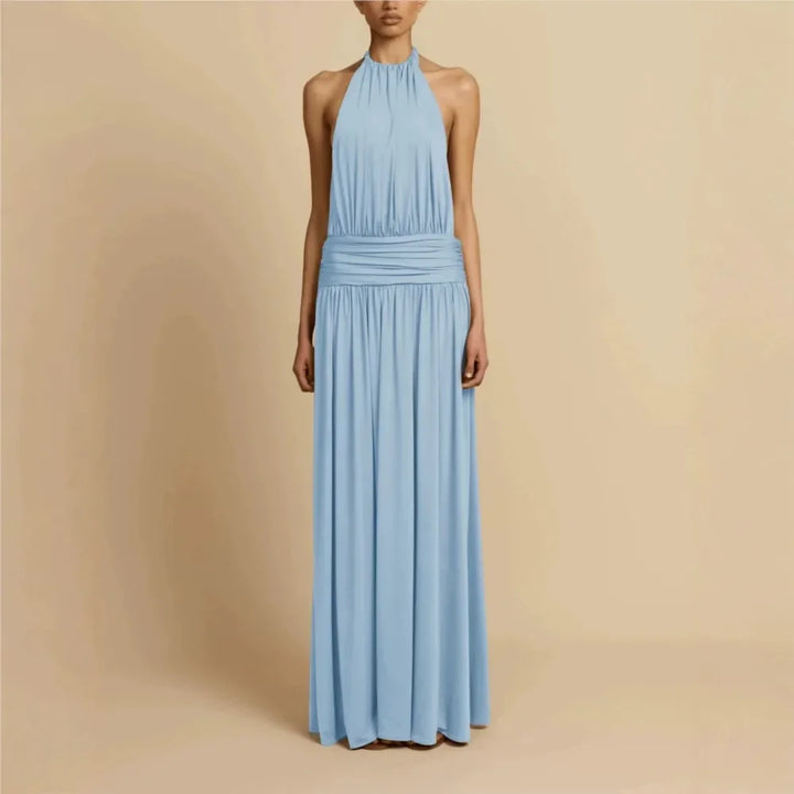 Dresses For Woman Party Wedding Evening Dress Vestidos Lady Temperament Elegant Sexy Pleated Neck Halter Sleeveless Banquet Chic
