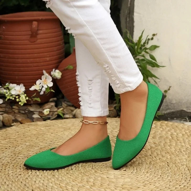 Women Pointed Toe Ballet Flats, Slip‑On Casual Flat Shoes, Multiple Bright Colors Available