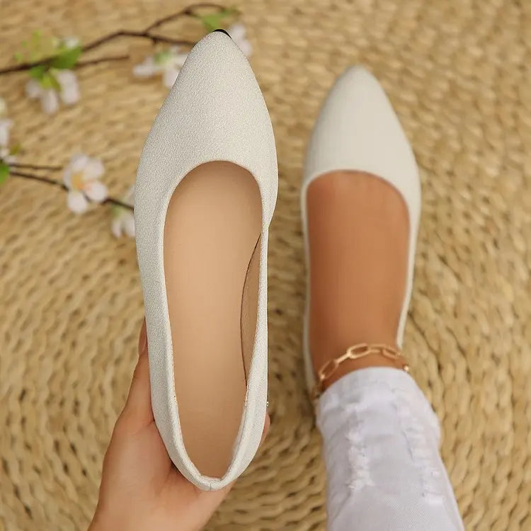 Women Pointed Toe Ballet Flats, Slip‑On Casual Flat Shoes, Multiple Bright Colors Available
