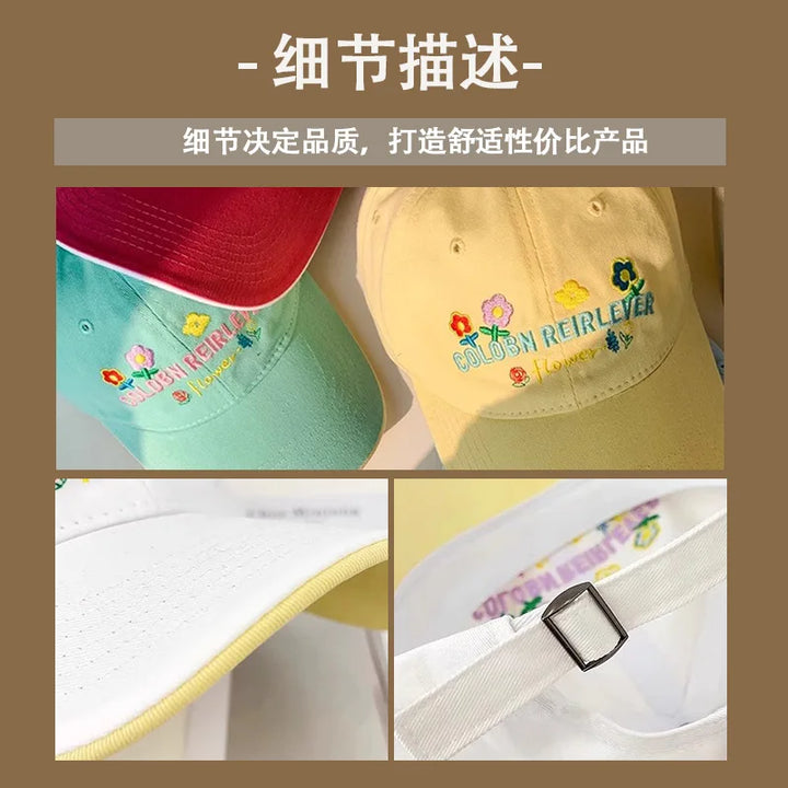 2025 New Fashion Baseball Caps for Women Embroidery Flower Sweet Girl Spring Summer Casual Hat Lovely Sun Cap y2k hats