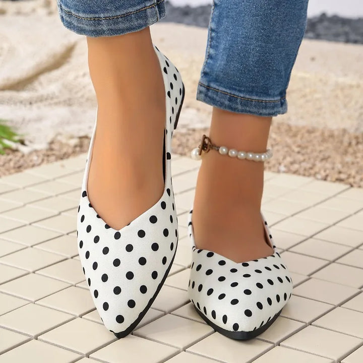 Women Loafers Polka Dot Ballet Flats Women Slip on Round Toe Casual Shoes Comfortable Sneakers Women Office Work Shoes Ladies