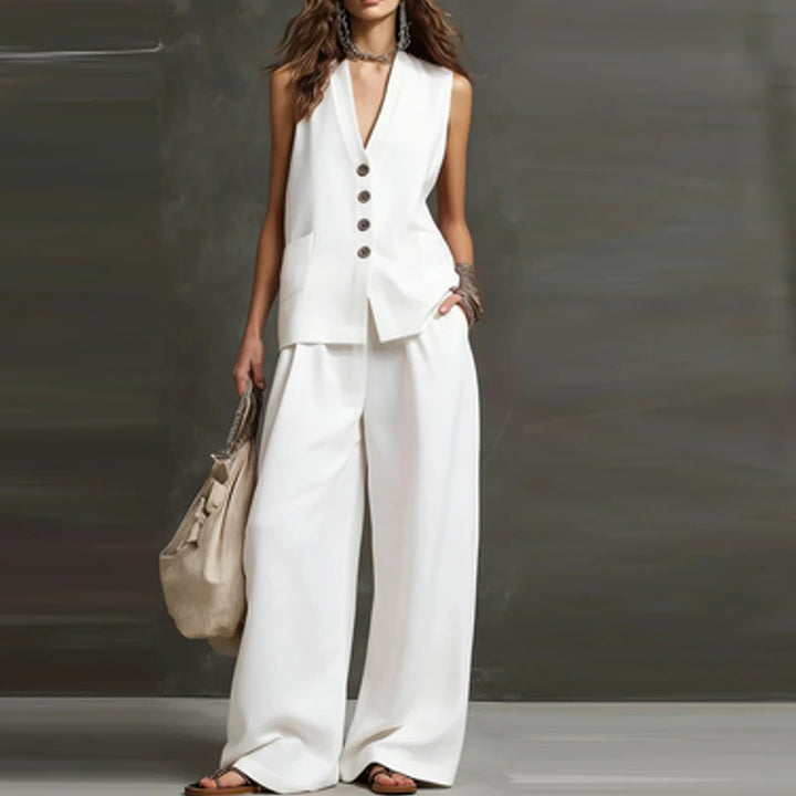 Women Linen Cotton Vest Pants Suit Women Casual Two Piece Set Office Ladies Summer 2 Piece Set Women Outfits