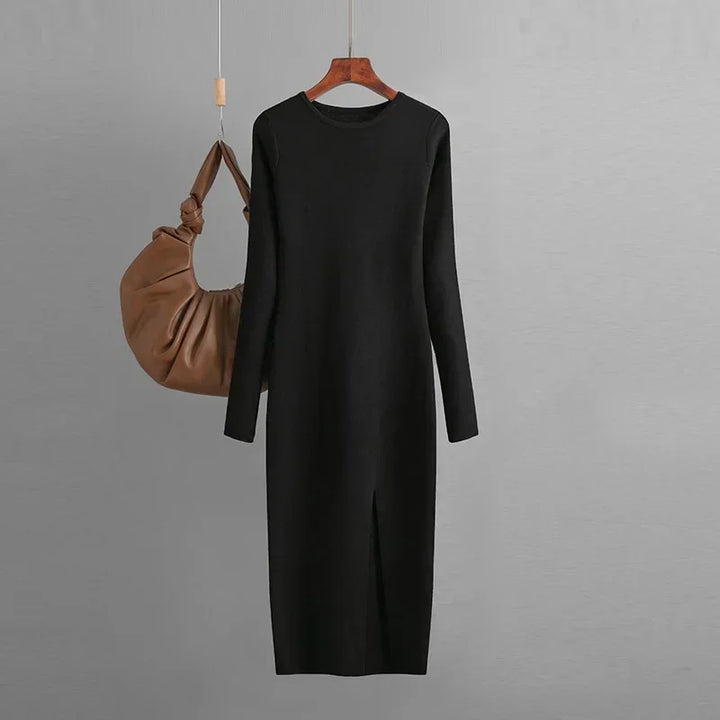 Elegant Dress Autumn Winter New Slim Fit Knitted Dress for Women Inner Wear and Outer Wear Long Sleeve Tight Hip Sweater Dress