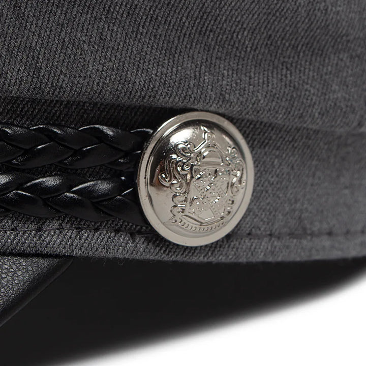 Flat Top Newsboy Cap Streetwear Women Vintage Sailor Cap Daily Wear British Style Cadet Cap PU Leather Brim Peaked Beret Travel