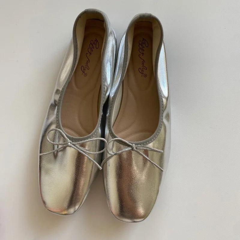 Fashion Shallow Women Ballet Flats Dance Shoes Casual Female Soft Footwear Butterfly-Knot Ladies Flats Slip On Shoes