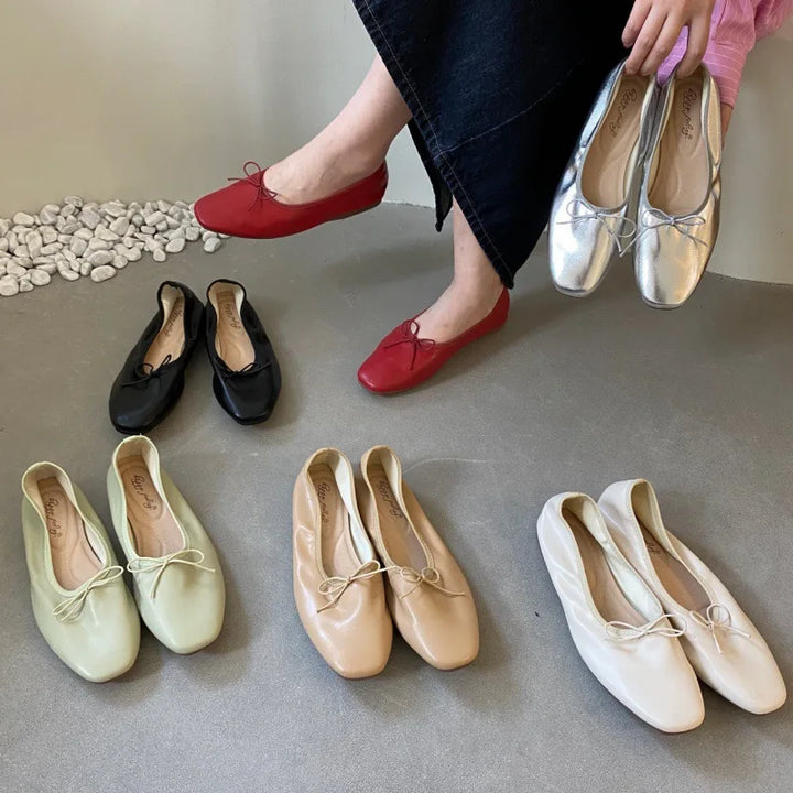 Fashion Shallow Women Ballet Flats Dance Shoes Casual Female Soft Footwear Butterfly-Knot Ladies Flats Slip On Shoes