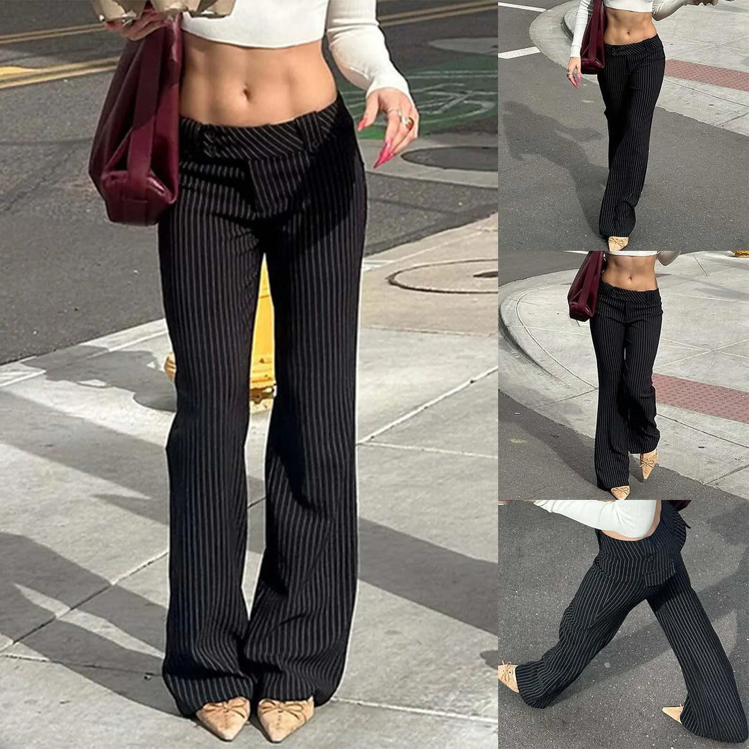 Trousers Striped Slim Fit Fashion Pants Low Rise Form Fitting Casual Trousers For Street Style womens wide leg trousers tall