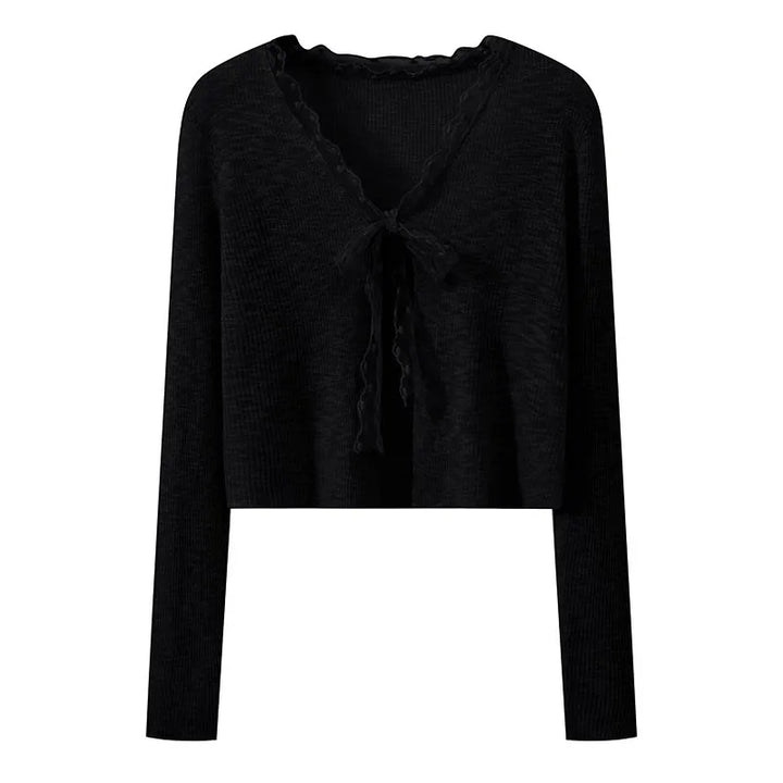 Fashion Casual All-Match Knit Short Outerwear 2026 Summer New Long Sleeve Knit Women&