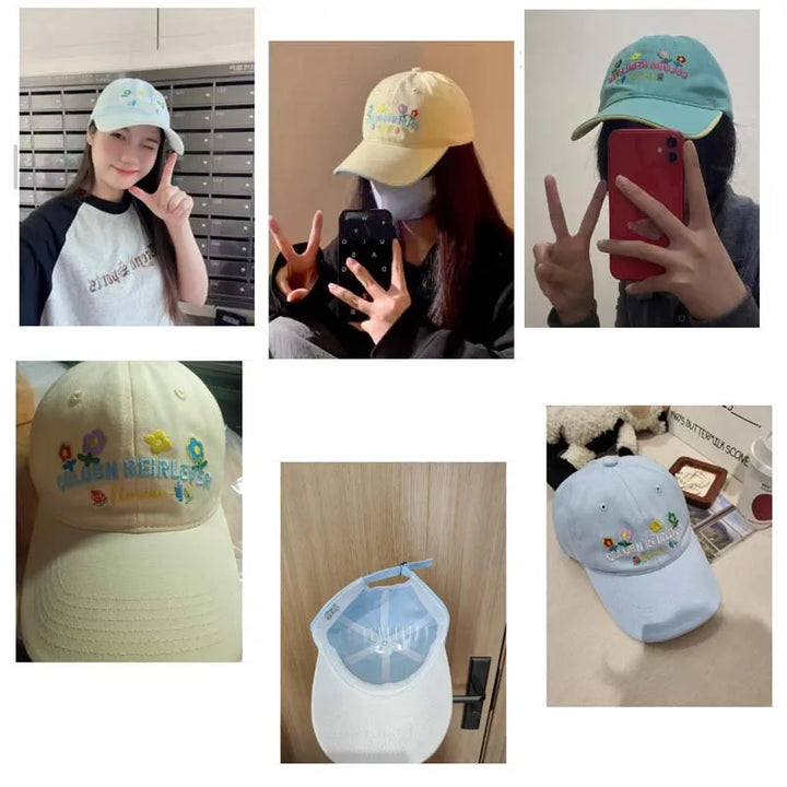 2025 New Fashion Baseball Caps for Women Embroidery Flower Sweet Girl Spring Summer Casual Hat Lovely Sun Cap y2k hats