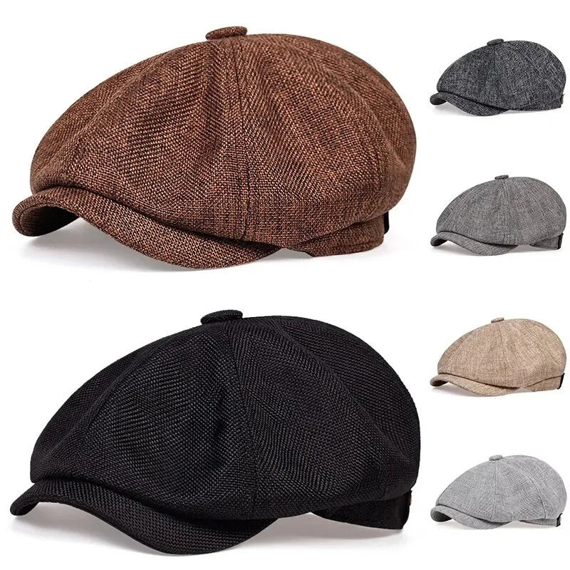 Newsboy Cap for Men Vintage Outfit Cabbage Cap Daily Casual Wear 8 Panel Octagonal Beret City Walk British Style Baker Boy Cap