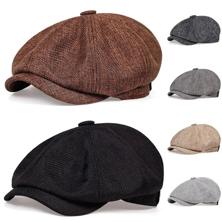 Newsboy Cap for Men Vintage Outfit Cabbage Cap Daily Casual Wear 8 Panel Octagonal Beret City Walk British Style Baker Boy Cap