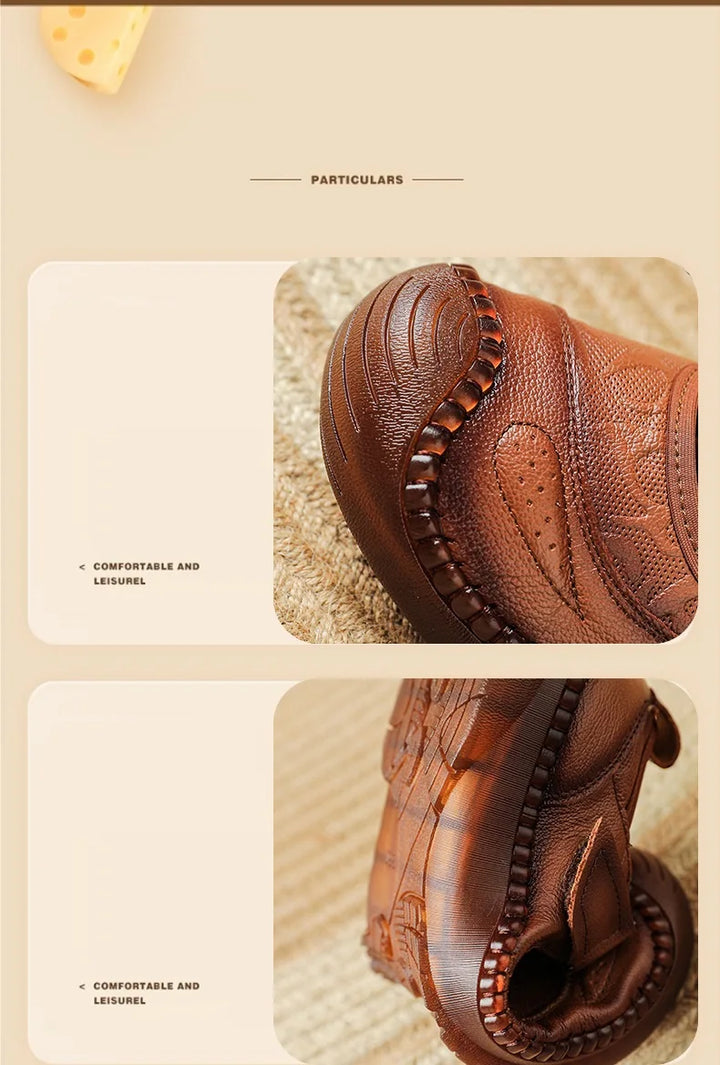 New Authentic Leather Flats Women Durable Mary Jane Shoes Autumn Shallow Flats Ladies Anti Kick Moccasins Female Brown Flats
