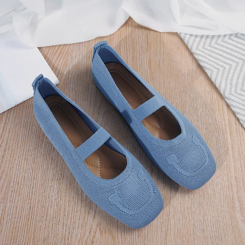 Women Flats Fashion Shallow Mouth Single Shoe Designer Square Toe Casual Flat Shoes Soft Comfortable Ballet Flat Shoes for Women