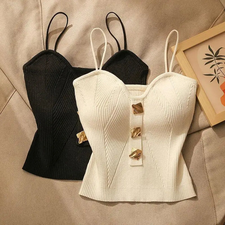 Summer New Knitted Tube Top Strap Vest Women&