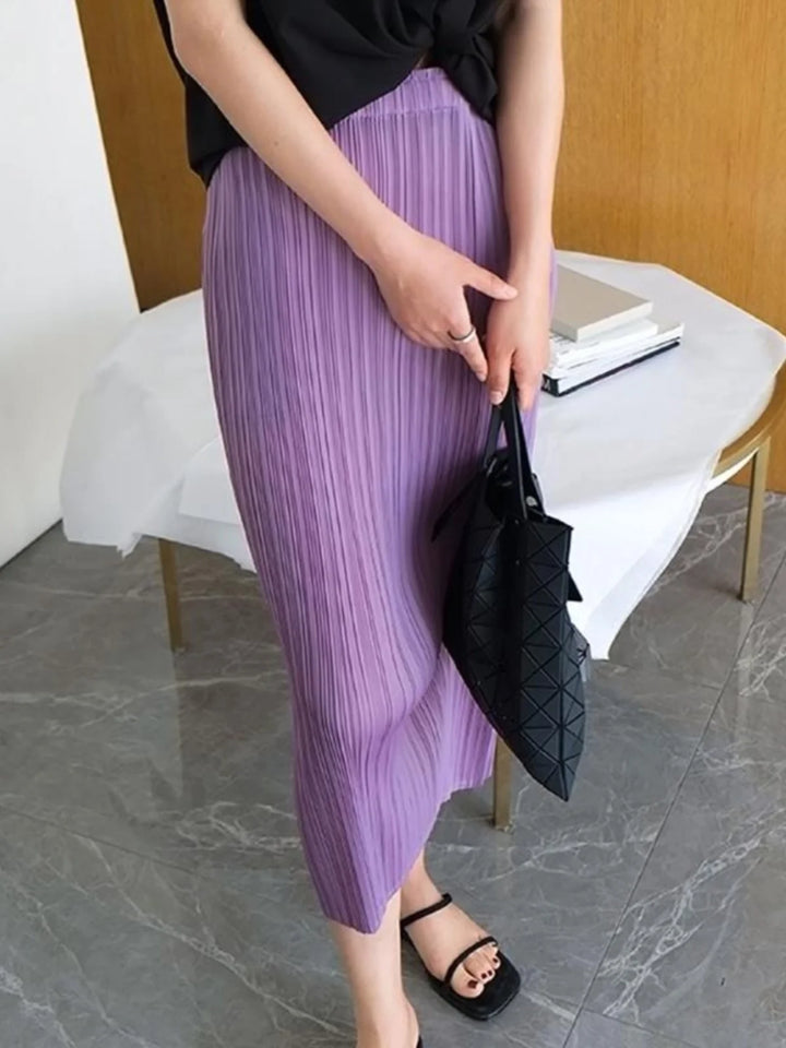 High Waist Pleated Skirt Women&