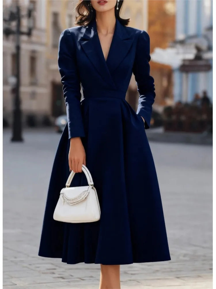 Casual Long Sleeve Maxi Dress Women 2025 Autumn Winter Party A-line Slim Dresses Elgant Vestidos