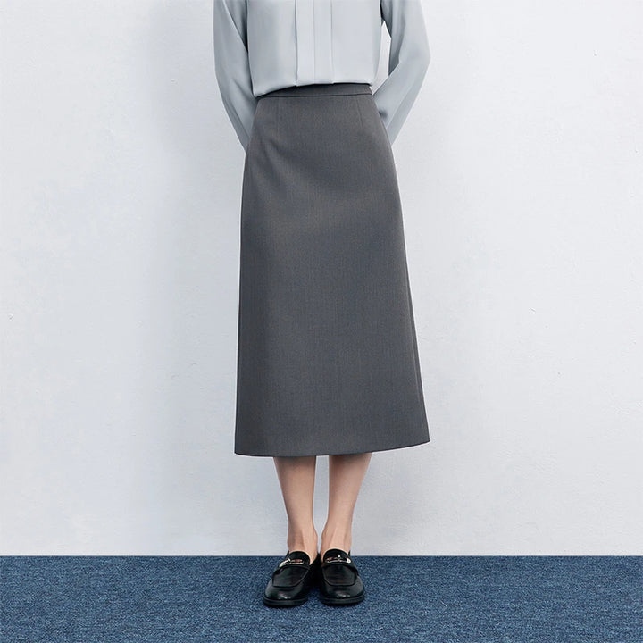 SENTUBILA Straight Skirt For Woman 2026 Autumn Solid Pleated Midi Skirt Back Slit Design Simple Women&