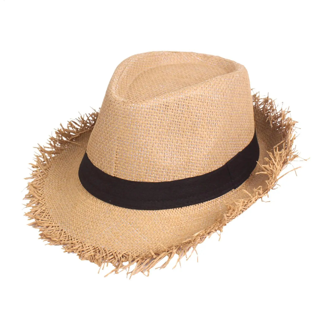 Straw Sun Hat  Casual Breathable Wide Brim Jazz Hat Sun Protection Summer Beach Hat for Travel Outdoor Vacation for Mens Womens