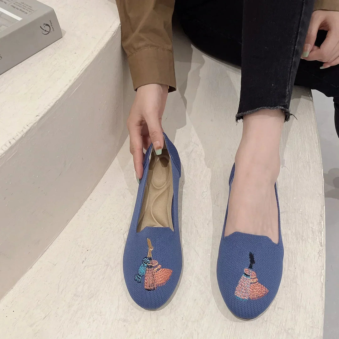 Women Flat Knitted Fashion Round Toe Women&