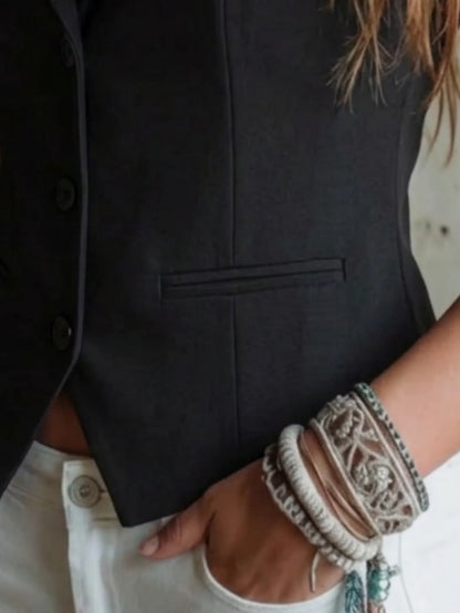 Women's Suit Vest Formal Waistcoat Slim Fit Sleeveless Blazer Jacket for Office Business Work Professional Attire Elegant Top