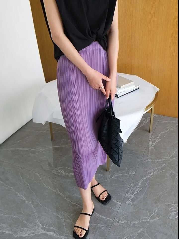 High Waist Pleated Skirt Women&