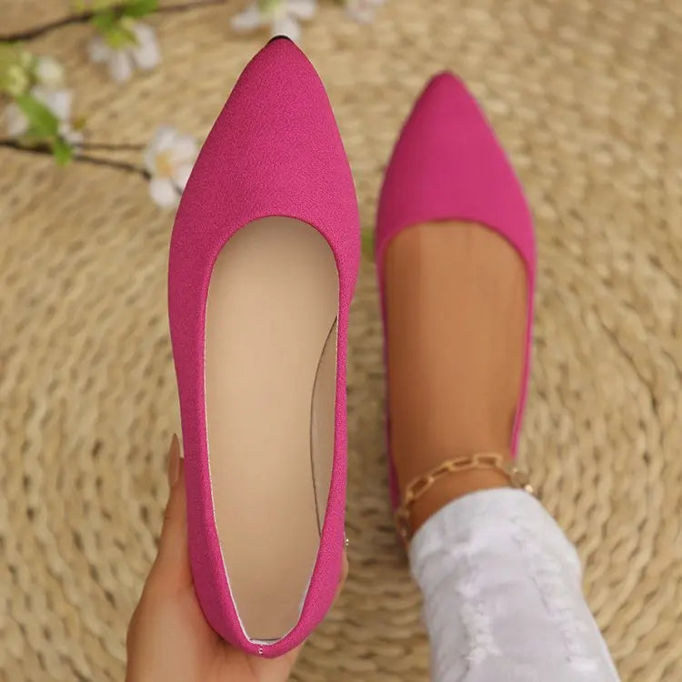 Women Pointed Toe Ballet Flats, Slip‑On Casual Flat Shoes, Multiple Bright Colors Available