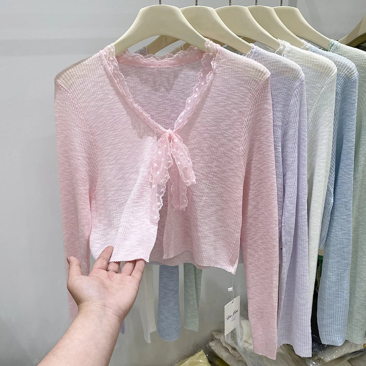 Fashion Casual All-Match Knit Short Outerwear 2026 Summer New Long Sleeve Knit Women&