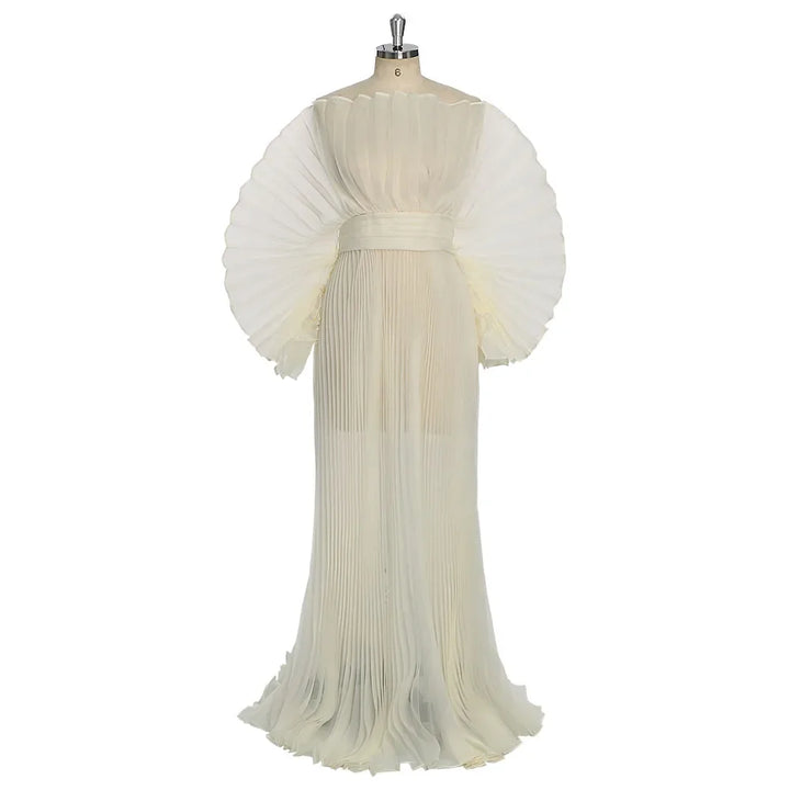 2026 New Off White Pleated Maxi Dresses for Photoshoot Maternity Photoshoot Dress Formal Evening Gown Baby Shower Dress YEWEN