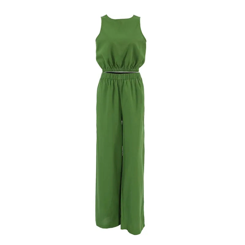2026 New Cotton and Linen Vest Set Women&