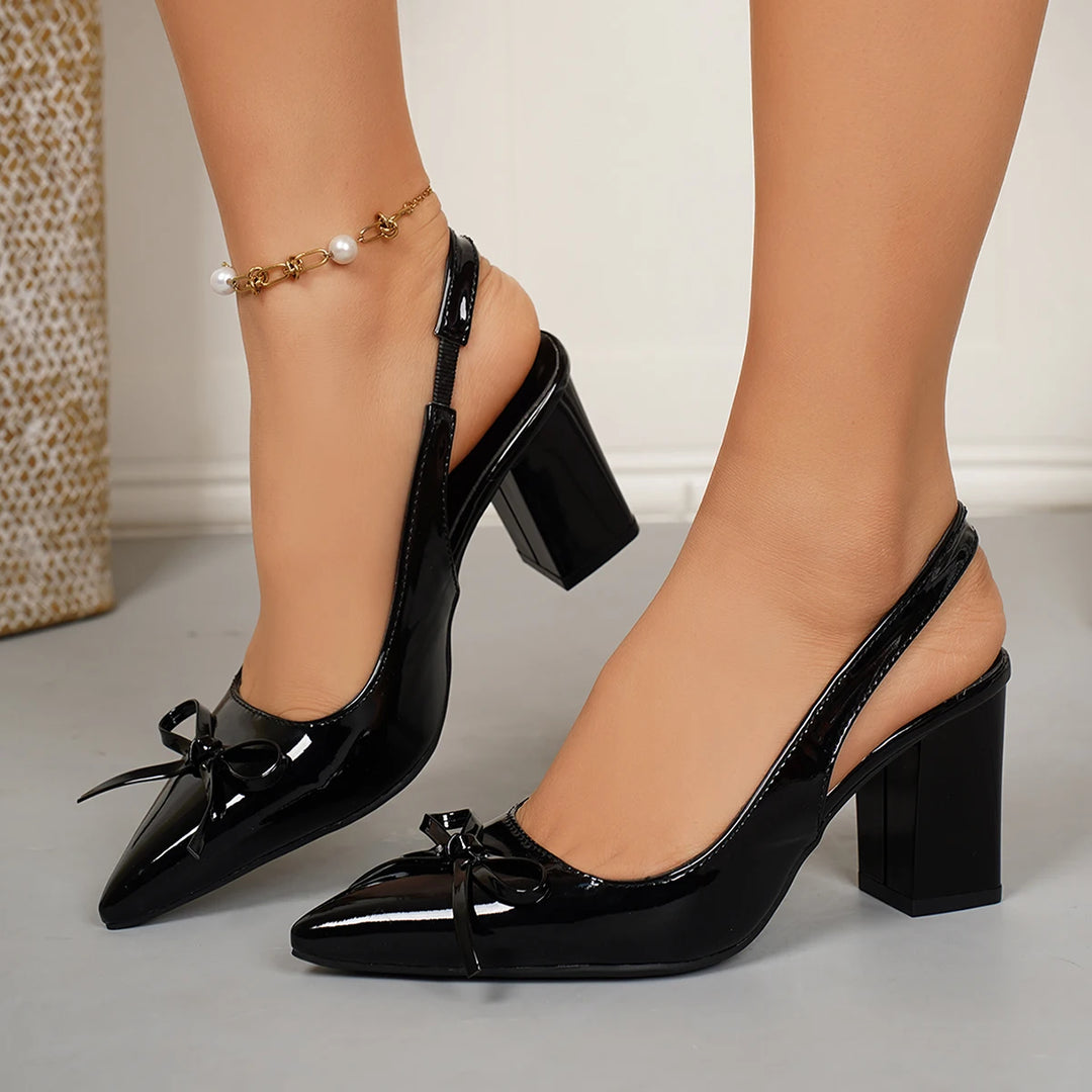 Elegant Bowknot High Heel Slingback Pumps Women Summer 2026 Pointed Toe Back Strap Wedding Shoes Woman Comfortable Work Heels