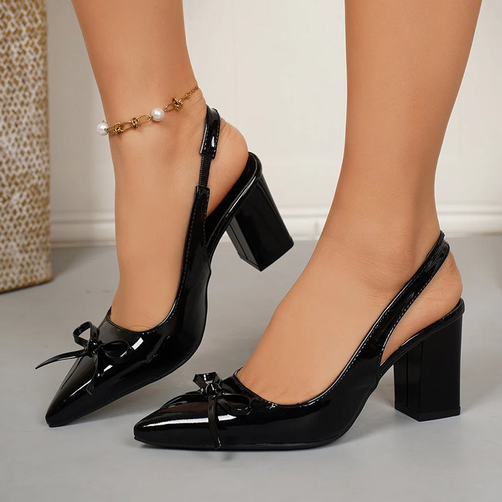 Elegant Bowknot High Heel Slingback Pumps Women Summer 2026 Pointed Toe Back Strap Wedding Shoes Woman Comfortable Work Heels